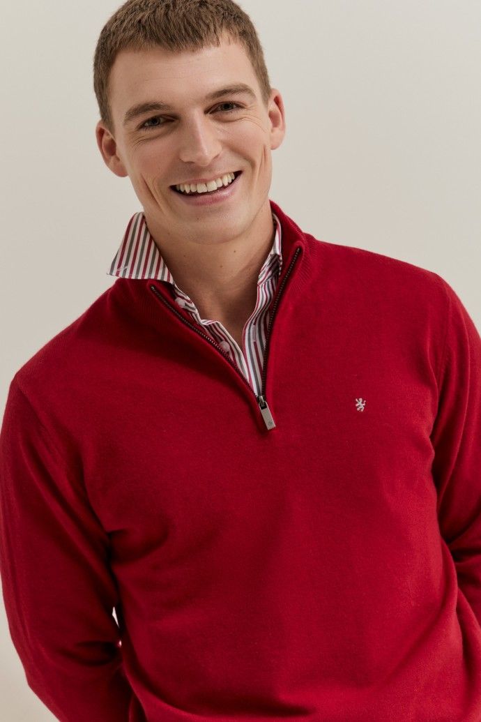 Camisola de lã com meio fecho