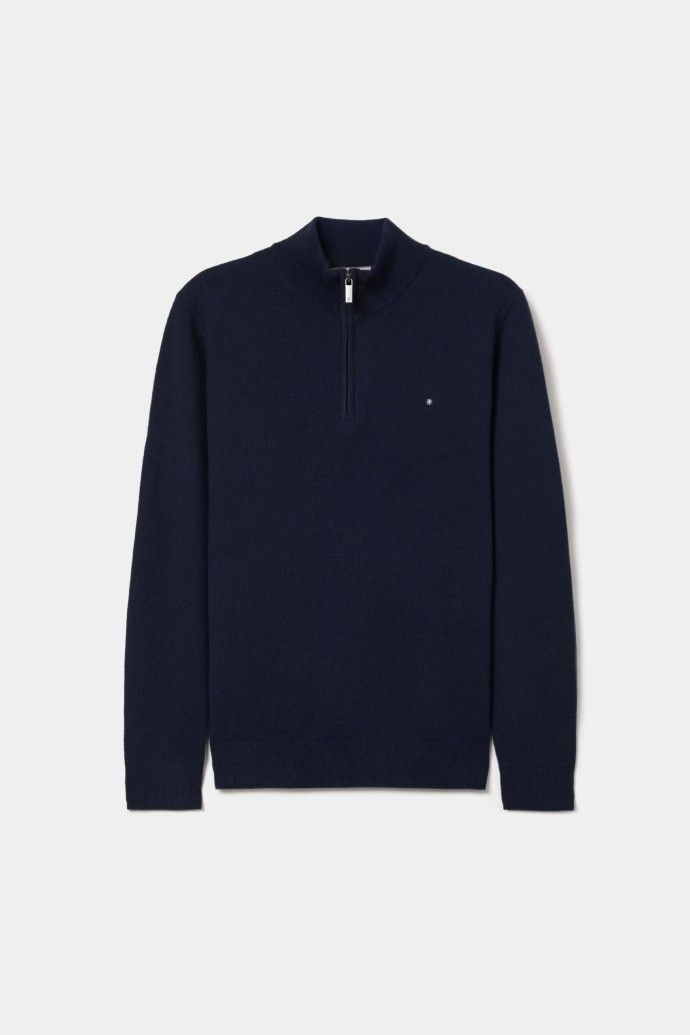 Camisola de lã com meio fecho