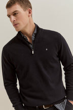 Camisola de lã com meio fecho